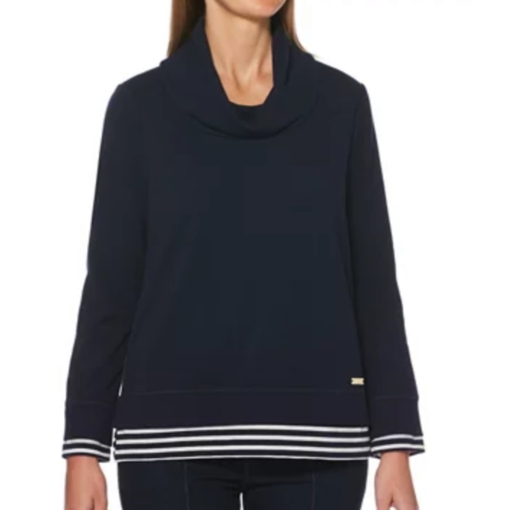NWT Rafaella Navy Cowl Neck Long Sleeve Sweatshirt